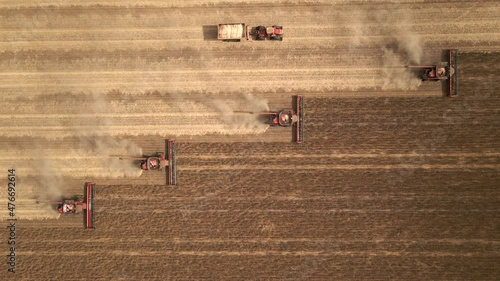 Beautiful aerial view of crop Harvesting in Western Australia.
