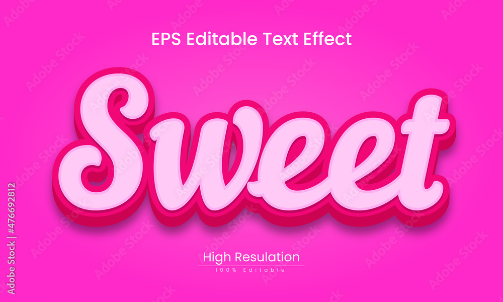 Sweet 3d text effect, colorful 