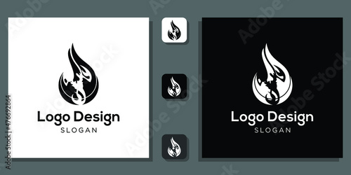 logo design combination symbol fire scorpion with app template 