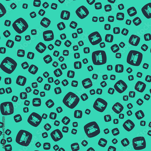 Black Blacksmith anvil tool icon isolated seamless pattern on green background. Metal forging. Forge tool. Vector