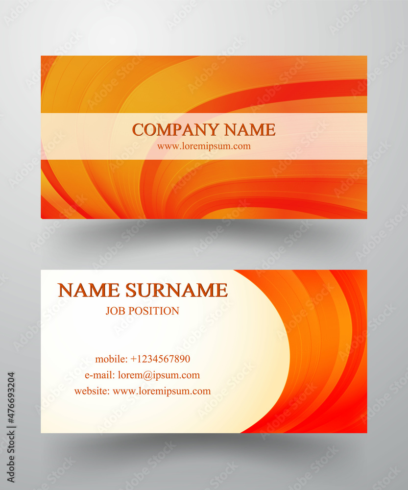 Fototapeta premium Business card. Orange abstract pattern on a white background. Vector illustration.