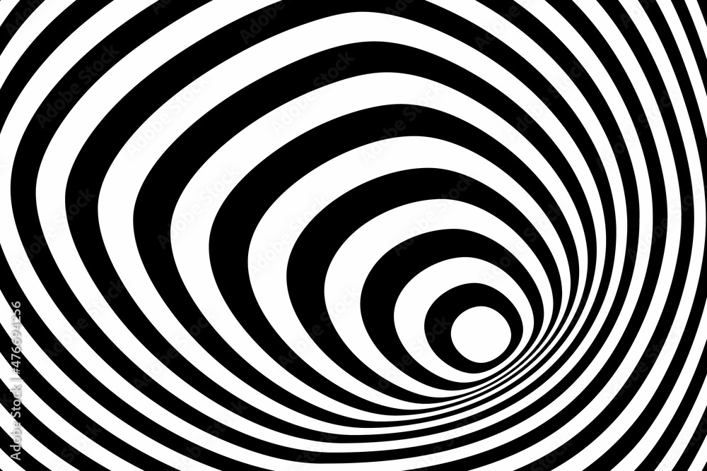 Fototapeta premium Black and white abstract striped background. Optical art. Vector.