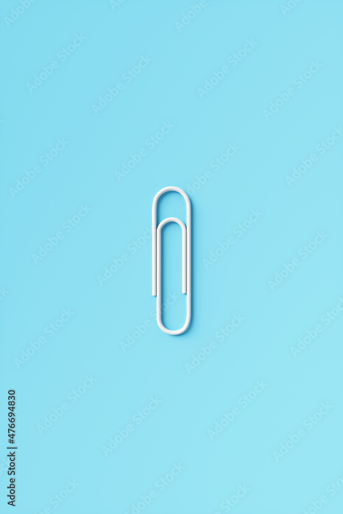 Paper clip on a blue background. 3d rendering illustration. Paper clip on a blue background. 3d rendering illustration.