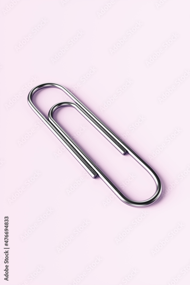 Paper clip on a pink background. 3d rendering illustration. Paper clip on a pink background. 3d rendering illustration.
