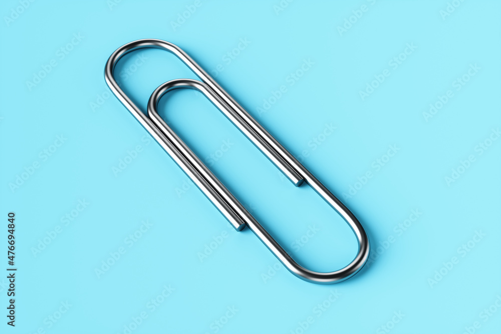 Paper clip on a blue background. 3d rendering illustration. Paper clip on a blue background. 3d rendering illustration.