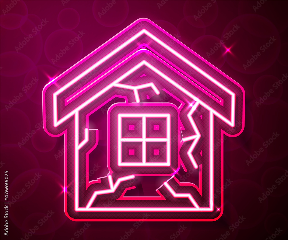 Glowing neon line House icon isolated on red background. Insurance concept. Security, safety, protection, protect concept. Vector Glowing neon line House icon isolated on red background. Insurance concept. Security, safety, protection, protect concept. Vector