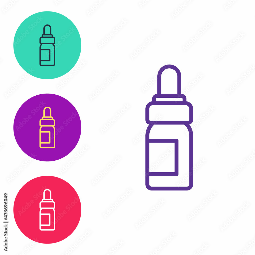 Set line Essential oil bottle icon isolated on white background. Organic aromatherapy essence. Skin care serum glass drop package. Set icons colorful. Vector Set line Essential oil bottle icon isolated on white background. Organic aromatherapy essence. Skin care serum glass drop package. Set icons colorful. Vector