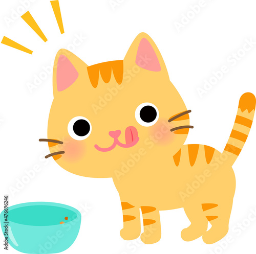 ご飯を食べ終えた猫