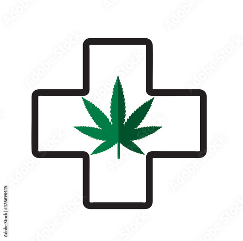 Medical cross with marijuana inside. vector illustration