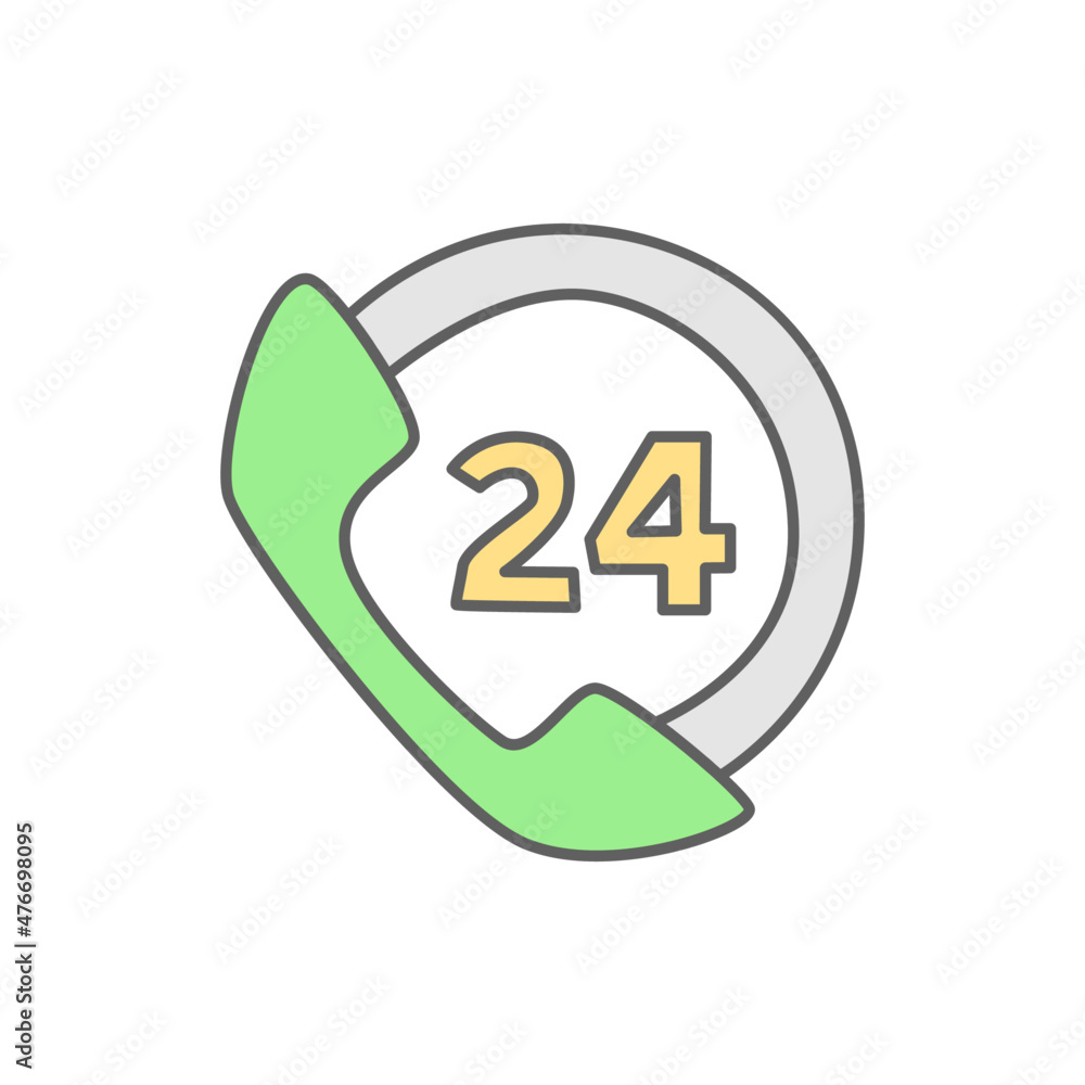 24 hours Icon in color icon, isolated on white background 24 hours Icon in color icon, isolated on white background