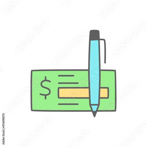 Payment Check Icon in color icon, isolated on white background 