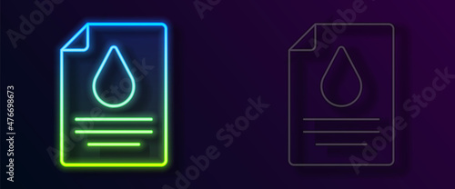 Glowing neon line Contract money and pen icon isolated on black background. Banking document dollar file finance money page. Vector