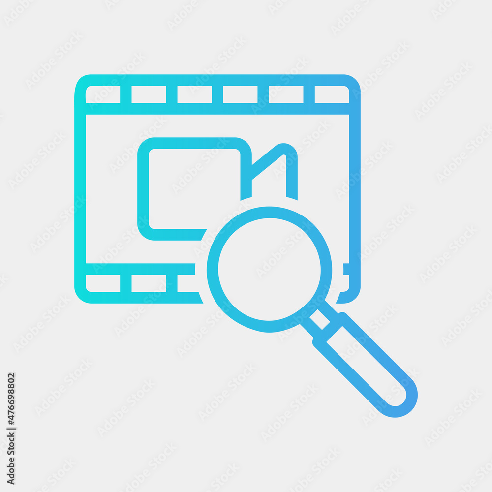 Video search icon in gradient style about marketing and seo, use for website mobile app presentation