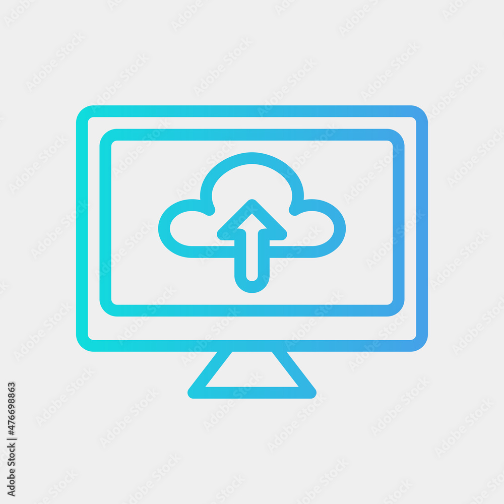 Upload information icon in gradient style about marketing and seo, use for website mobile app presentation