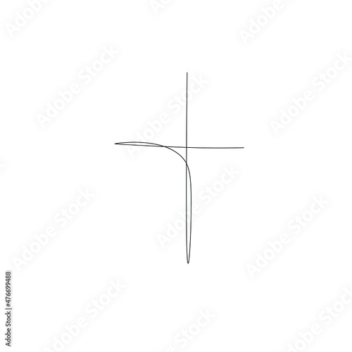 Cross silhouette line drawing vector illustration © Keya