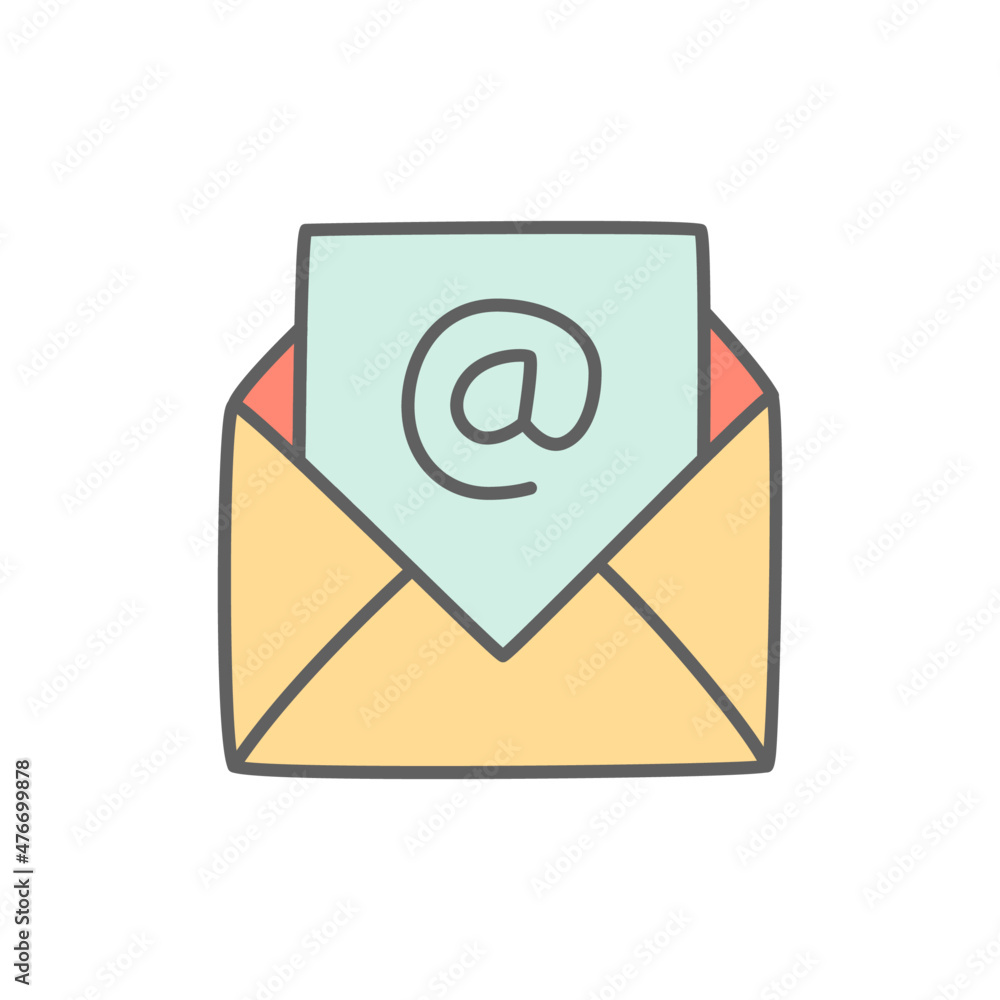 Email Icon in color icon, isolated on white background Email Icon in color icon, isolated on white background
