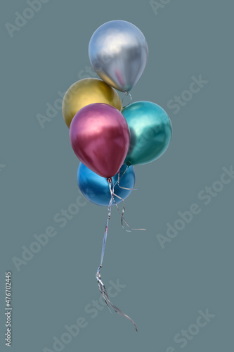 Balloons of different colors on a rope