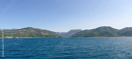 Panoramic view of Tivat bay’s northwest west side, Kotor bay, Montenegro. photo