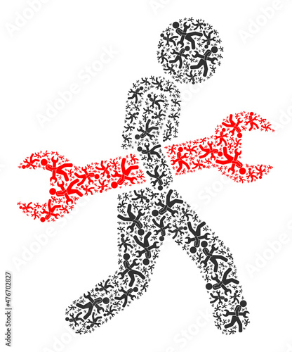 Vector thief steal wrench icon collage. Thief steal wrench collage is made from repeating recursive thief steal wrench items. Recursive composition from thief steal wrench icon.