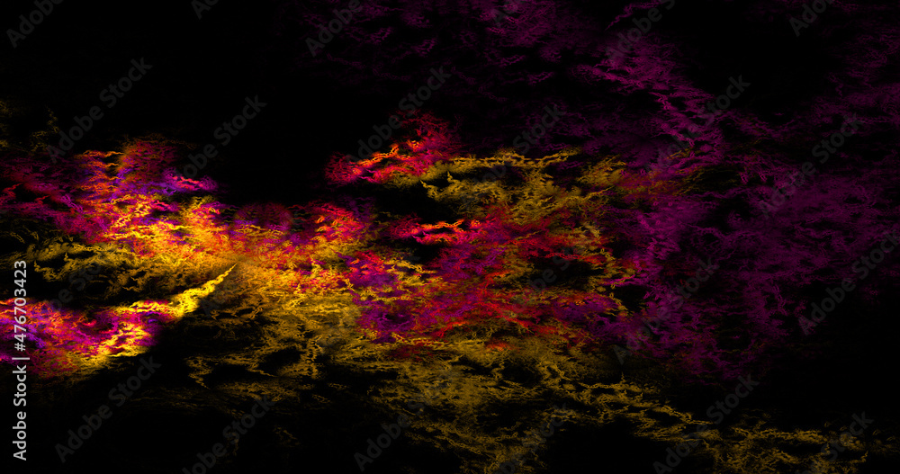 Abstract pink and yellow painted texture. Glowing fractal shapes. Digital fractal art. 3d rendering.