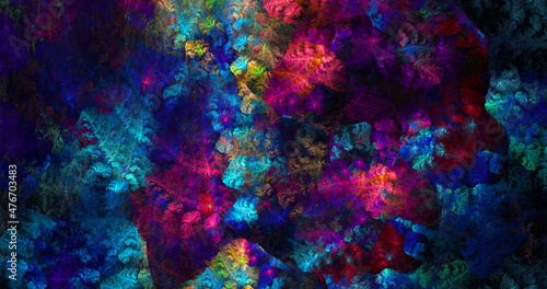 Abstract colorful fractal structure. Fantasy light background. Generative art. 3d rendering.