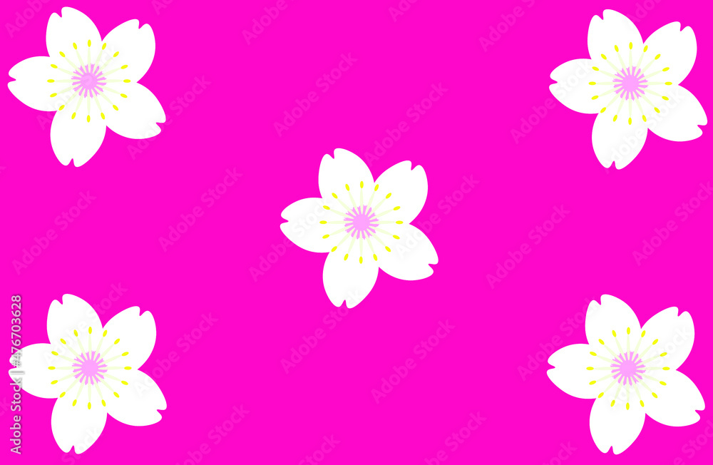 Seamless pattern with pink cherry blossom flowers.