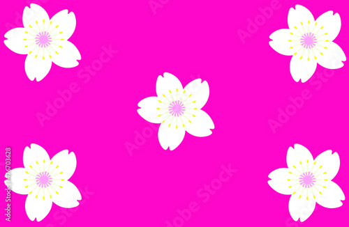 Seamless pattern with pink cherry blossom flowers.