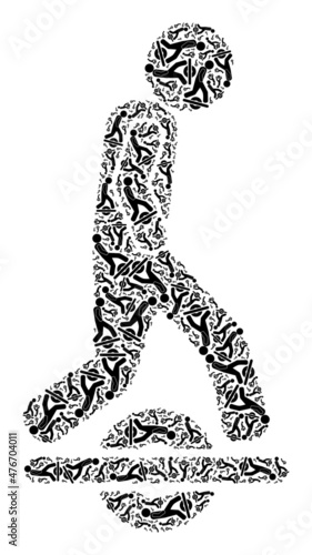 Vector man drive one wheel icon mosaic. Man drive one wheel mosaic is done of randomized recursive man drive one wheel pictograms. Fractal mosaic for man drive one wheel icon.