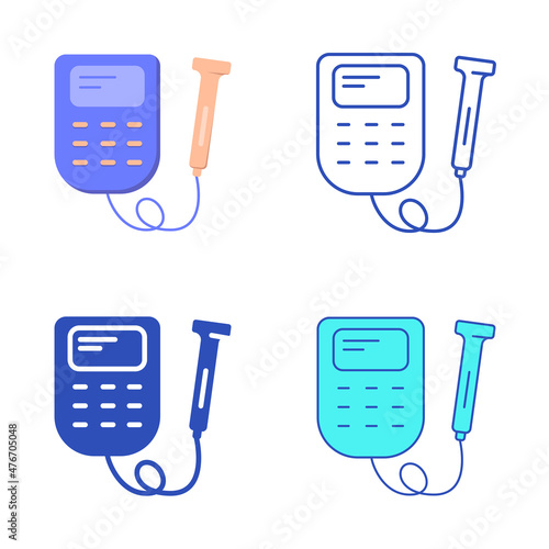 Doppler fetal monitor icon set in flat and line style