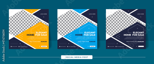 Real estate social media post, real estate web banner template, colorful, elegant design, 