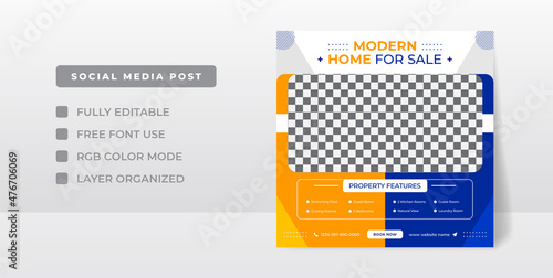 Real estate social media post, real estate web banner template, colorful, elegant design, 