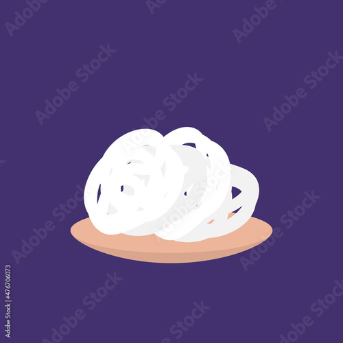 illustration of a plate of white crackers. Asian or Indonesian food. flat cartoon style. vector design