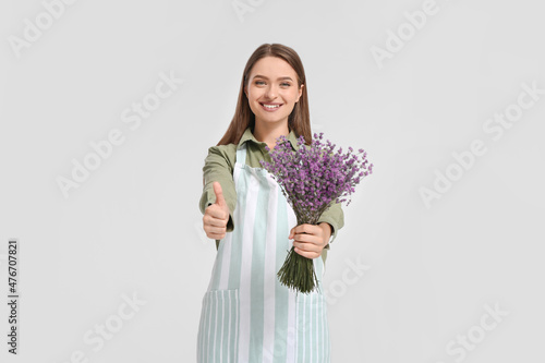 Female gardener with lavend...