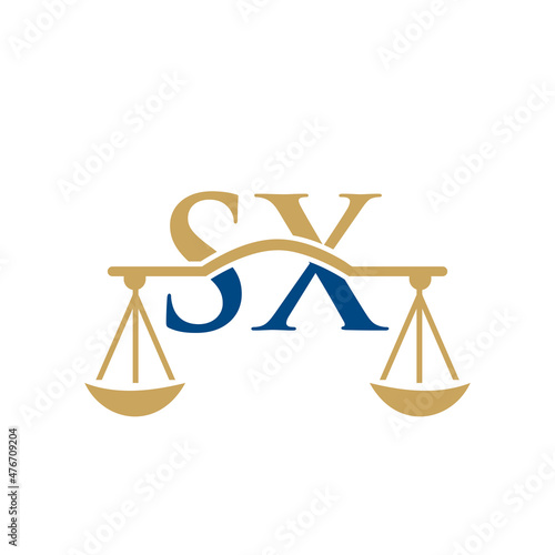 Law Firm Letter SX Logo Design. Lawyer, Justice, Law Attorney, Legal, Lawyer Service, Law Office, Scale, Law firm, Attorney Corporate Business SX Initial Letter Logo Template
