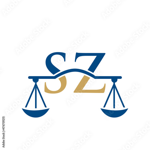 Law Firm Letter SZ Logo Design. Lawyer, Justice, Law Attorney, Legal, Lawyer Service, Law Office, Scale, Law firm, Attorney Corporate Business SZ Initial Letter Logo Template