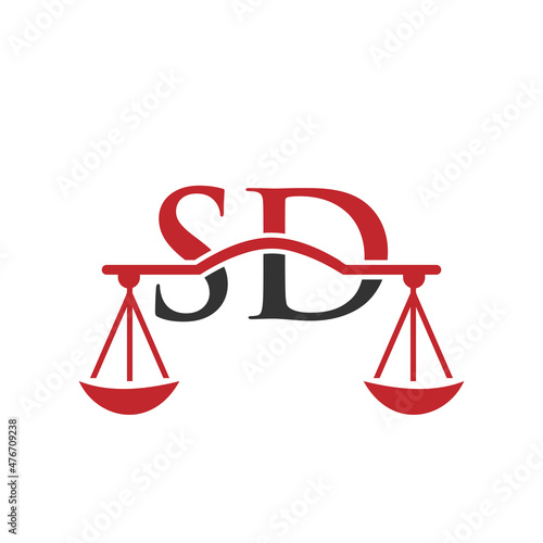 Law Firm Letter SD Logo Design. Lawyer, Justice, Law Attorney, Legal, Lawyer Service, Law Office, Scale, Law firm, Attorney Corporate Business SD Initial Letter Logo Template