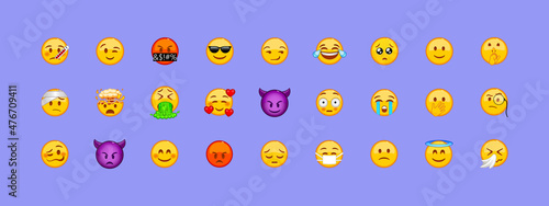 Emoticon icon set. Social media concept. Emoji. Vector line icon for Business and Advertising photo