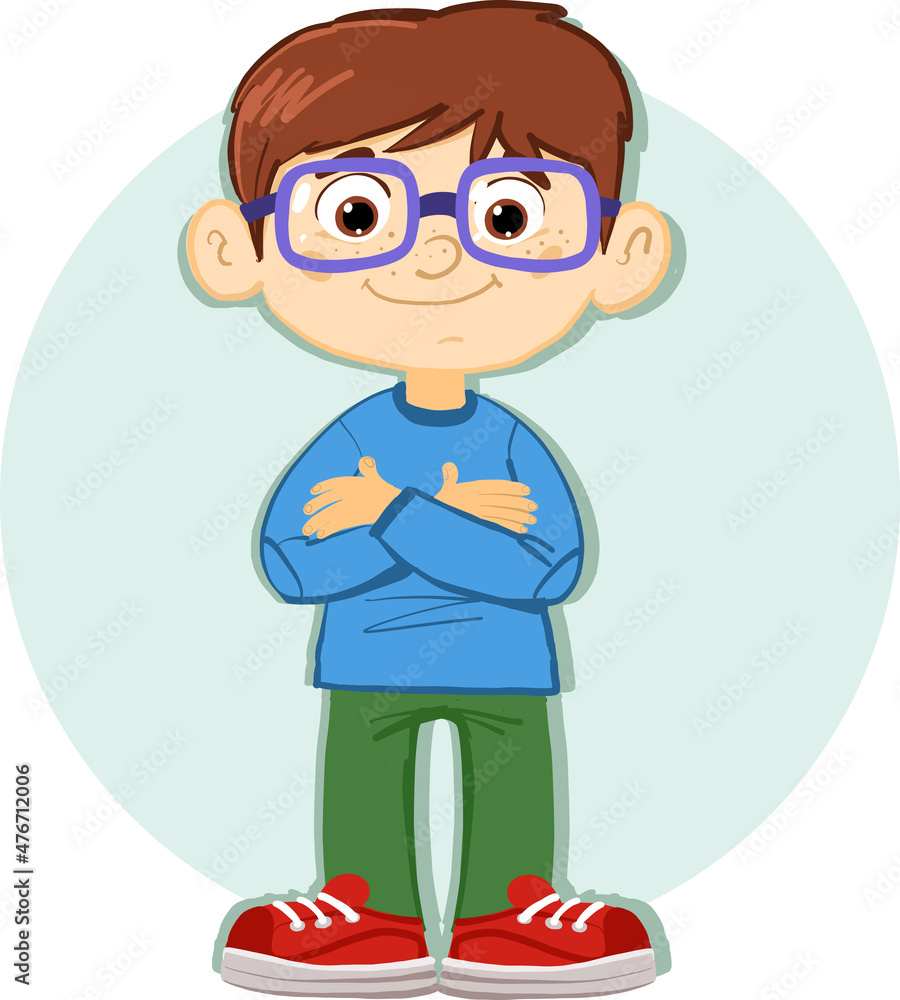 smart boy with glasses with determined attitude smart boy with glasses with determined attitude