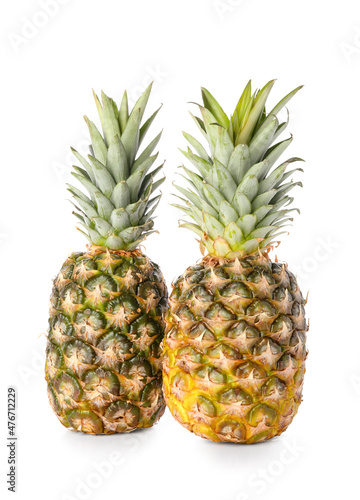 Fresh ripe pineapples isolated on white background © Pixel-Shot