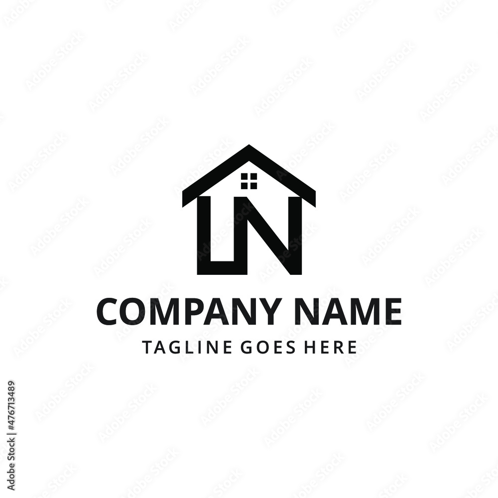 Creative modern abstract illustration initials L N real estate sign logo design template Creative modern abstract illustration initials L N real estate sign logo design template