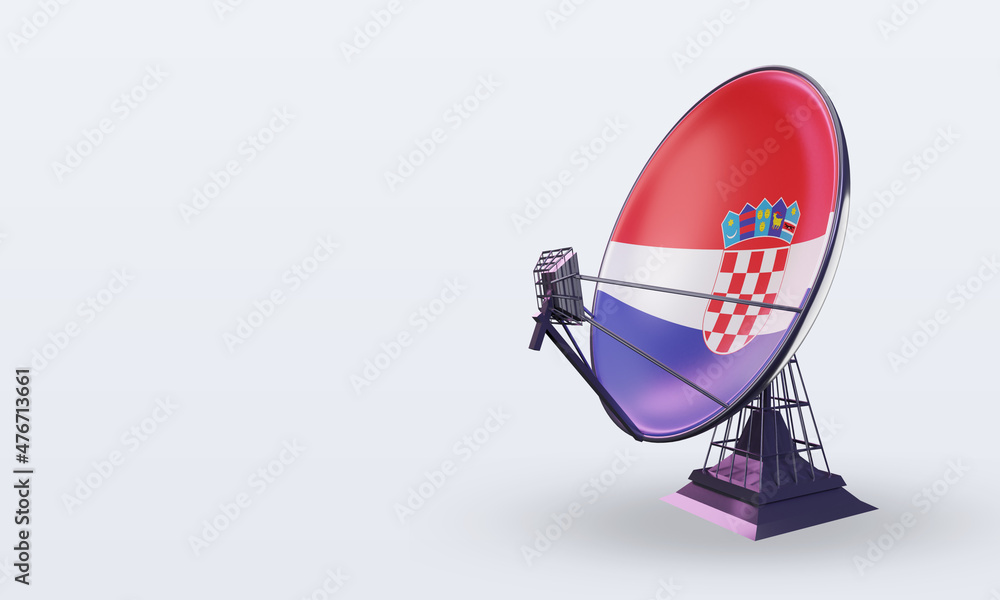 3d satellite Croatia flag rendering right view