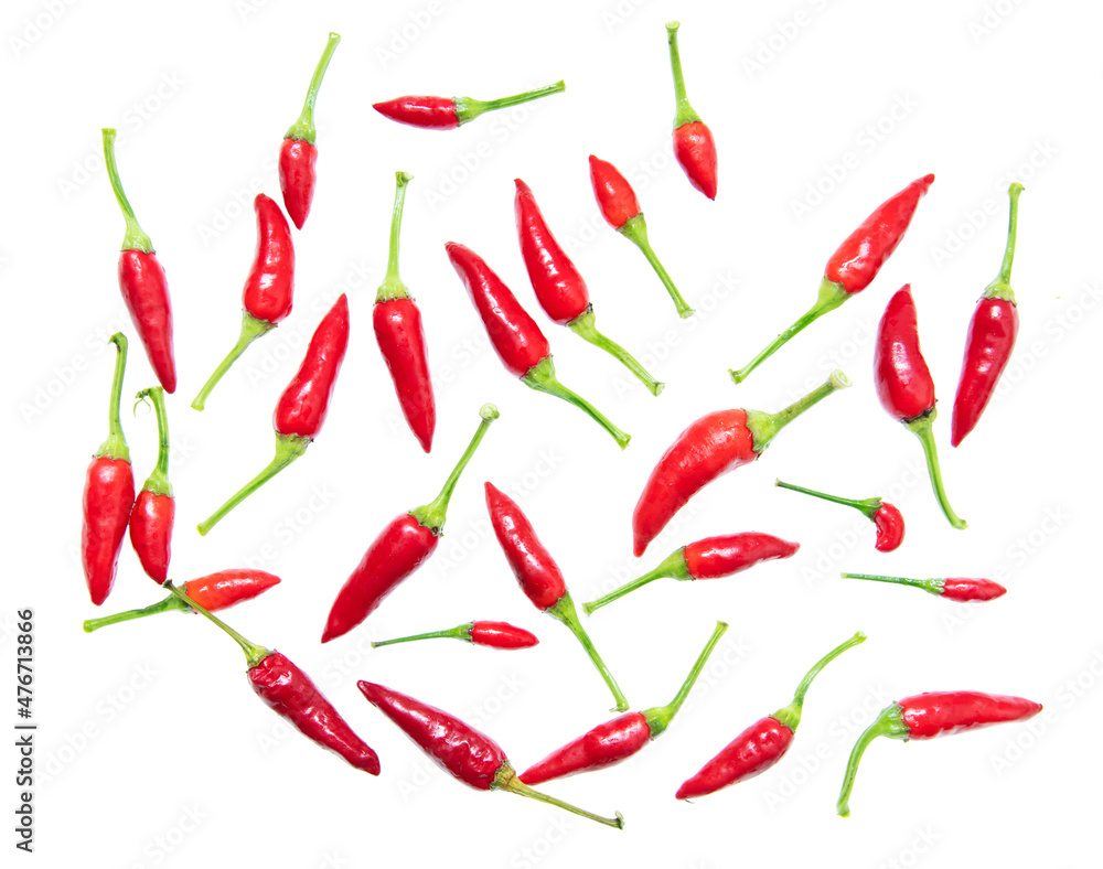 Red chili peppers isolated over white background. Close-up Red chili peppers isolated over white background. Close-up