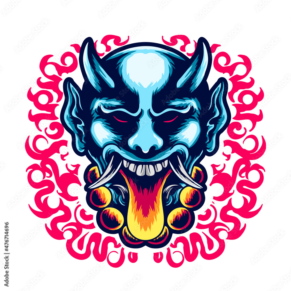 Japanese hannya Mask head Vector illustration t shirt design Japanese hannya Mask head Vector illustration t shirt design