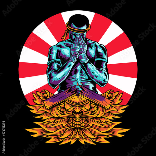 Muay thai martial arts vector illustration tshirt design photo