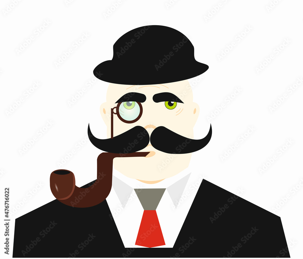 mustachioed man with monocle 