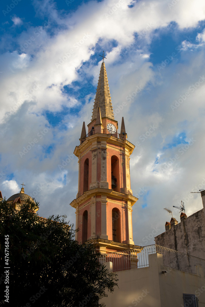 Bell tower of the Saint-Marie church, Calvi, Corsica, France