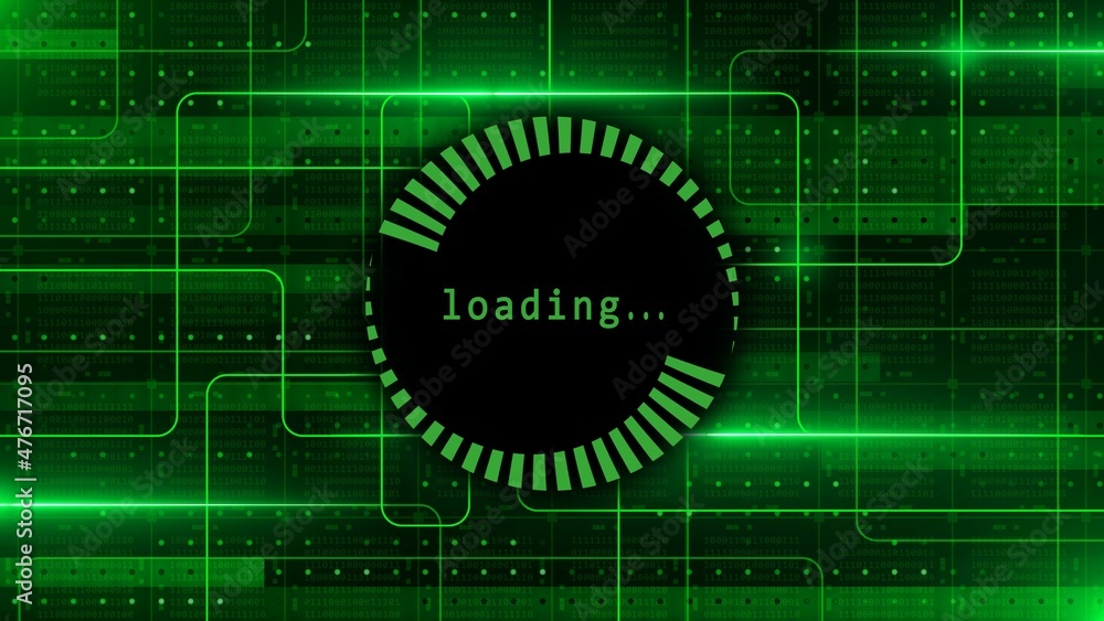Obraz premium Information technology concept in green design - graphic elements over blocks of binary code arranged as a square grid - 3D illustration