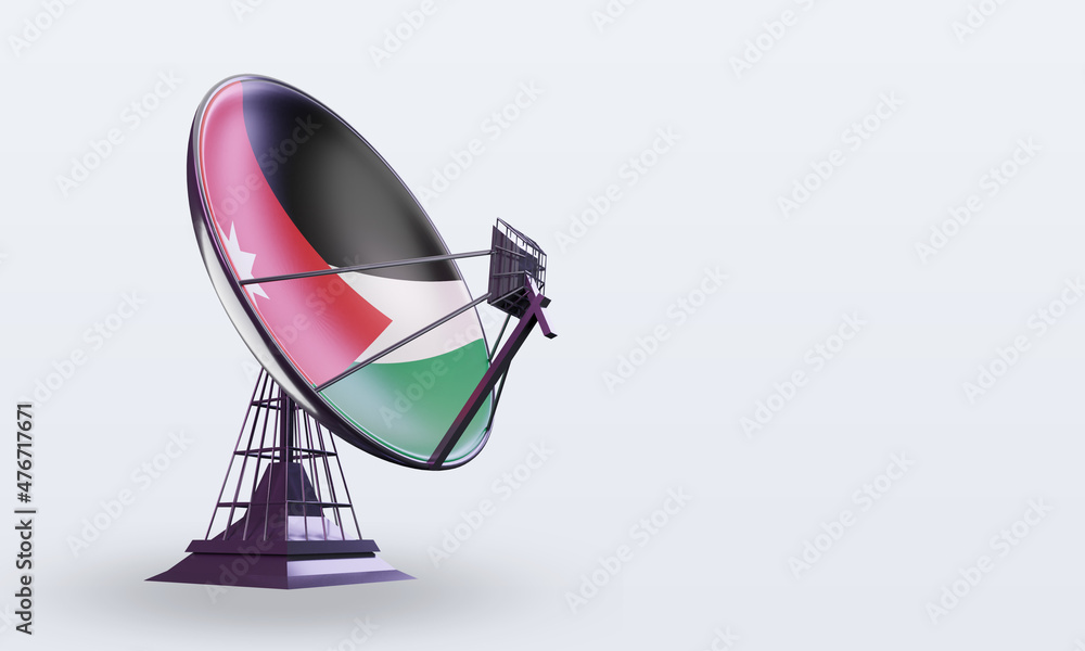 3d satellite Jordan flag rendering left view 3d satellite Jordan flag rendering left view