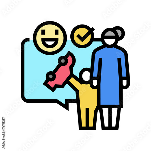 playing games babysitter and kid color icon vector. playing games babysitter and kid sign. isolated symbol illustration