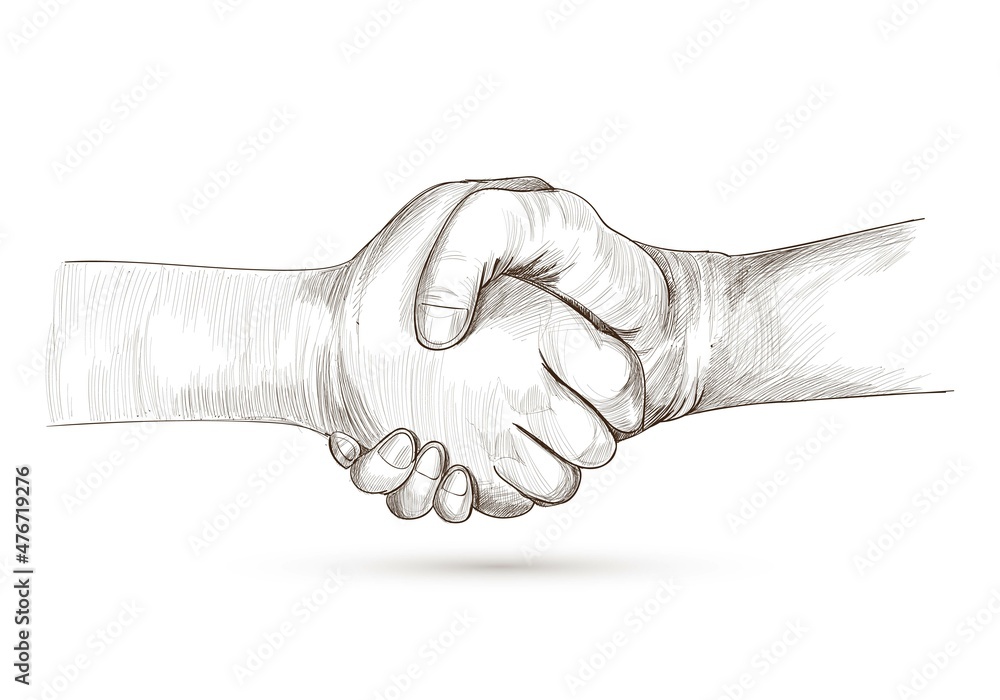 Beautiful detailed handshake sketch art design Beautiful detailed handshake sketch art design